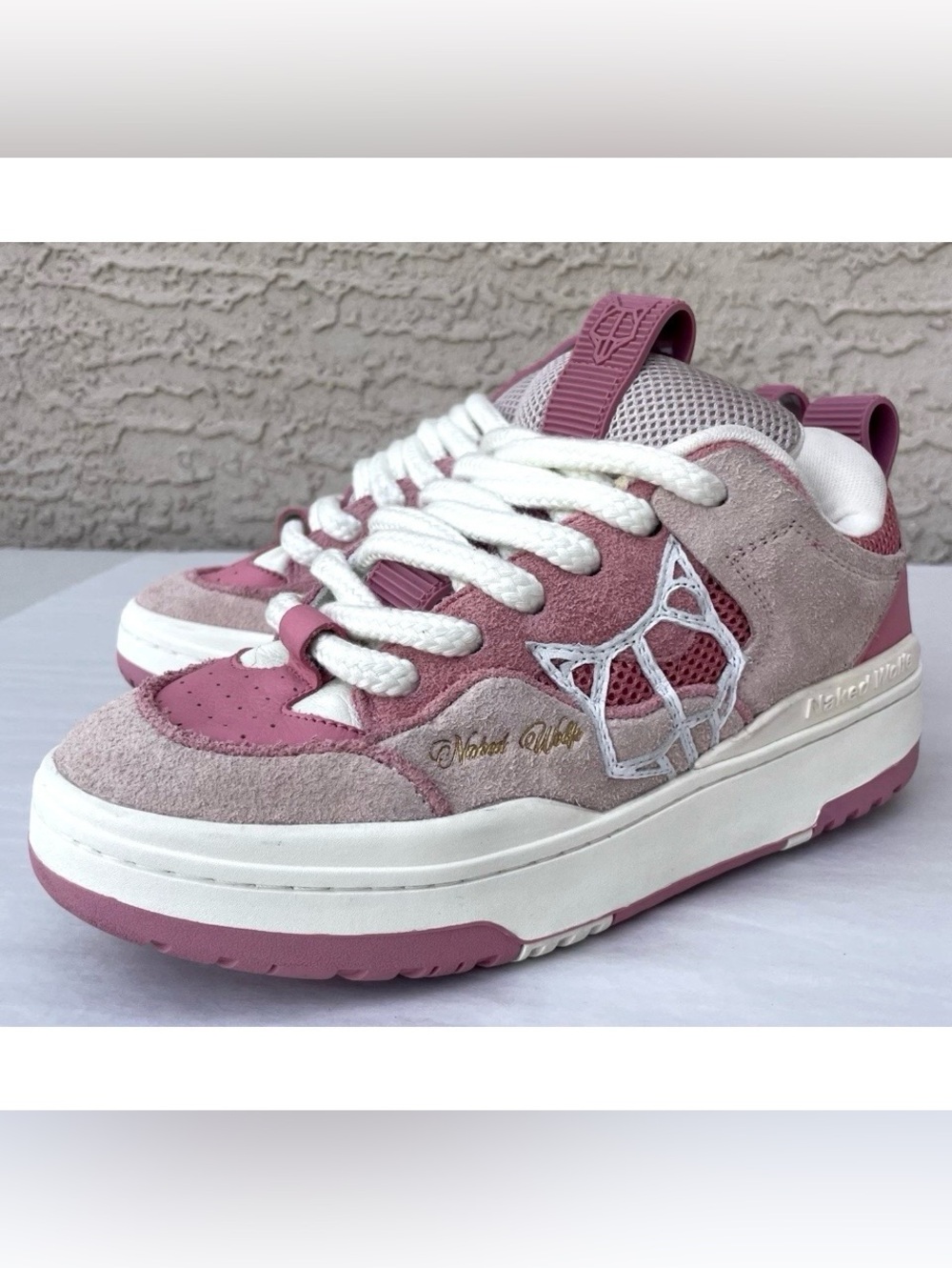 Naked Wolfe Area Genysis Womens EU 38 US 8 Low Top Pink Leather Fashion Sneakers